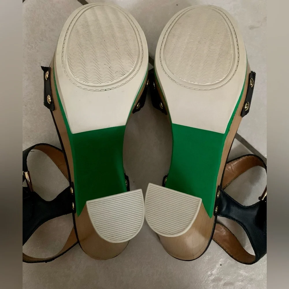 Tommy Hilfiger Navy Blue Wood Platform Heels - Picture 7 of 9